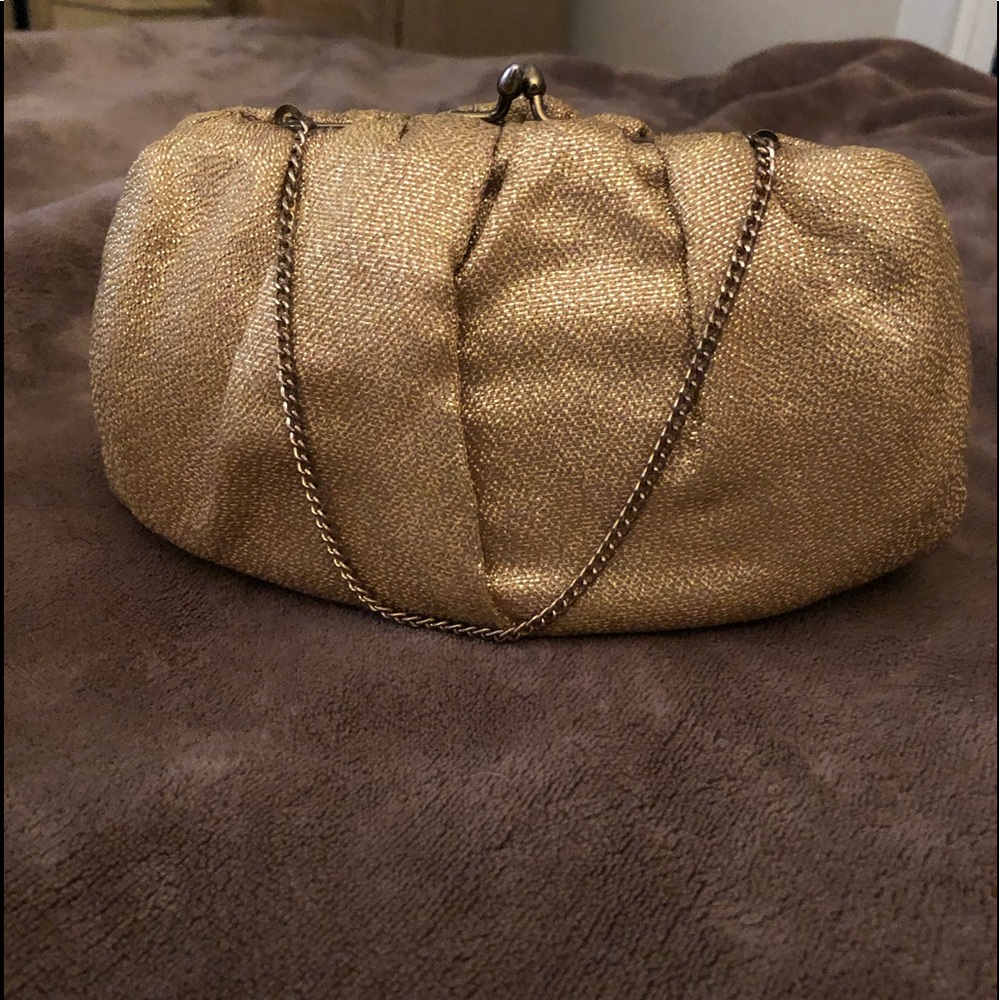 H L USA - Vintage gold small textured mini purse